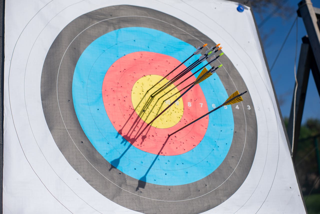 bullseye target with arrows stuck in it